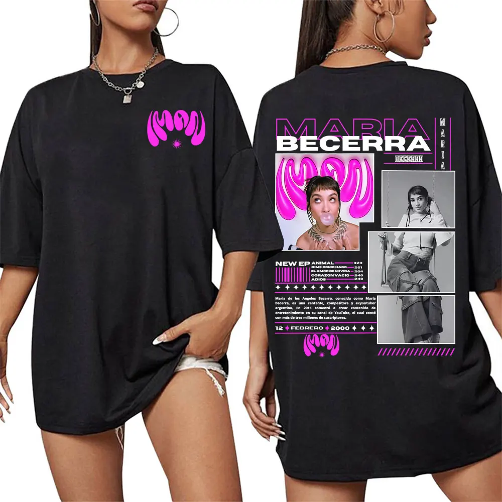 تي شيرت Singer Maria Becerra Album Tour 2025 Merch 100% من القطن الخالص، عصري هيب هوب ستريت عالي الجودة مريح للنساء. #1