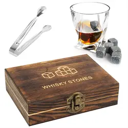 9Pcs Whiskey Stones Gift Set Granite Chilling Stones Whiskey Rocks Reusable Ice Cubes Best Gift Whiskey Stones Whisky Rocks