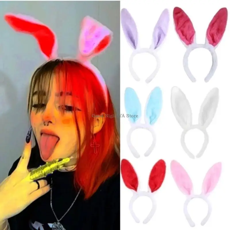 Plush Hair Hoop Bunny Ears Headband Theme Party Stage Performance Headdress Christmas Easter Cosplay Costum