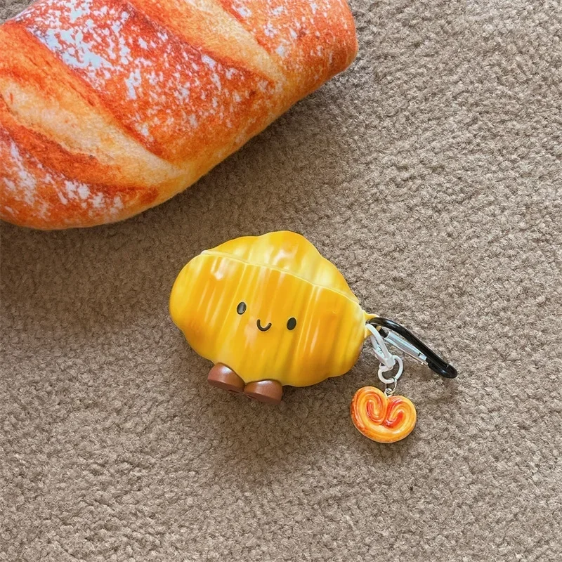 Croissant Cartoon Case for AirPods 4 Airpod 1 2 3 Pro Pro2  Bluetooth Earbuds Charging Box Protective Earphone Case Cover
