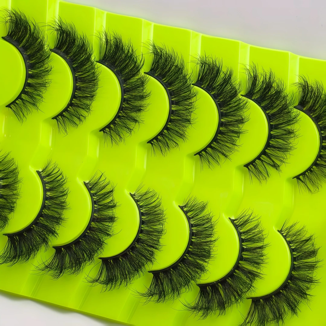 7 Pairs Fluffy Voluminous European American Style False Eyelashes Cat Eye Lash Dense Daily Natural Look