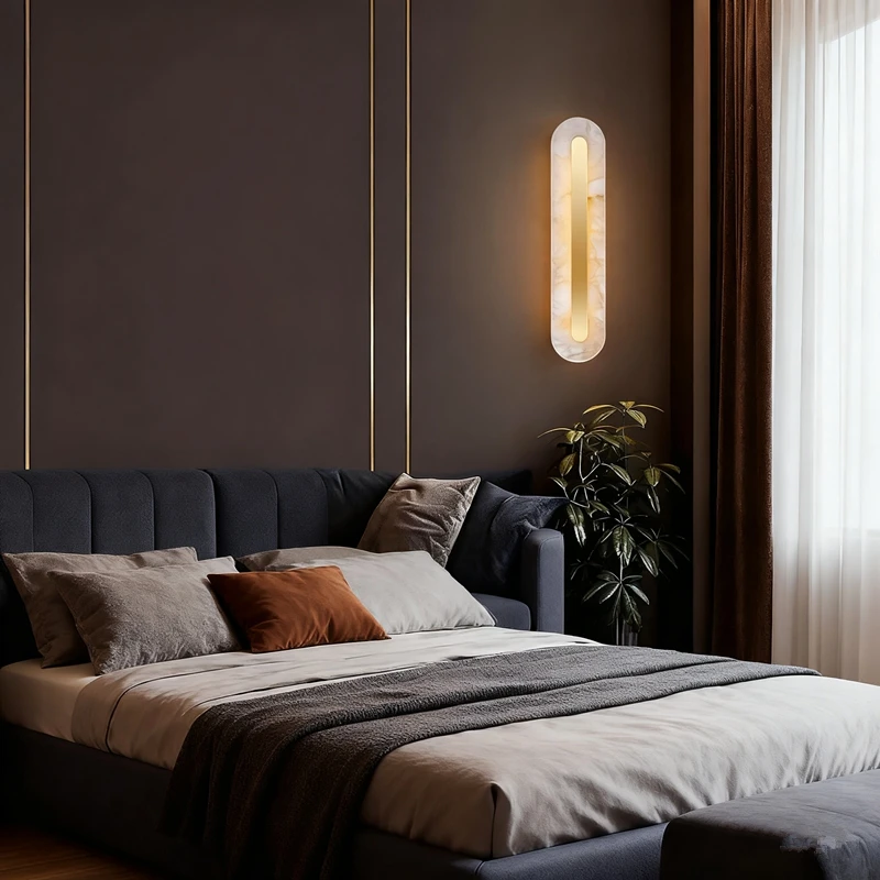 Nordic Style Wall Lamp, Made Of High-end Marble And Full Copper, Suitable For Living Room, Bedroom  Corridor, For Home Decoratio