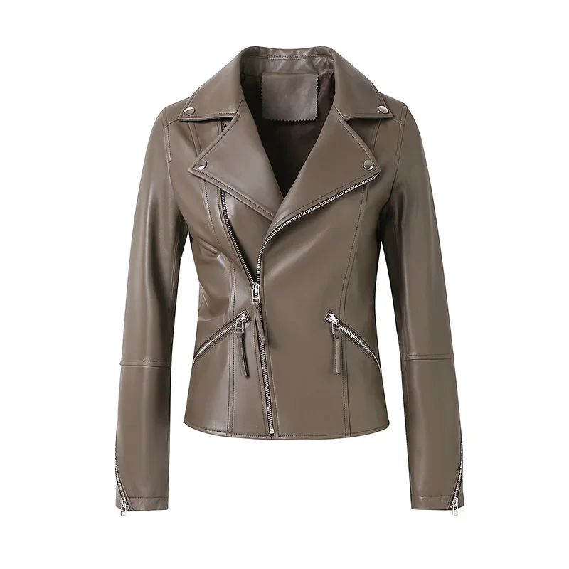 Vrouwen Leren Jas Herfst Winter Motocycle Schapenvacht Jassen Echt Schapenleer Blazer Cl5154