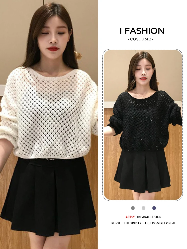 Faionable طويل Sve الجوف خارج محبوك سترة المرأة تنوعا أوائل الخريف جديد Sle الشارع Sle التخسيس الأعلى