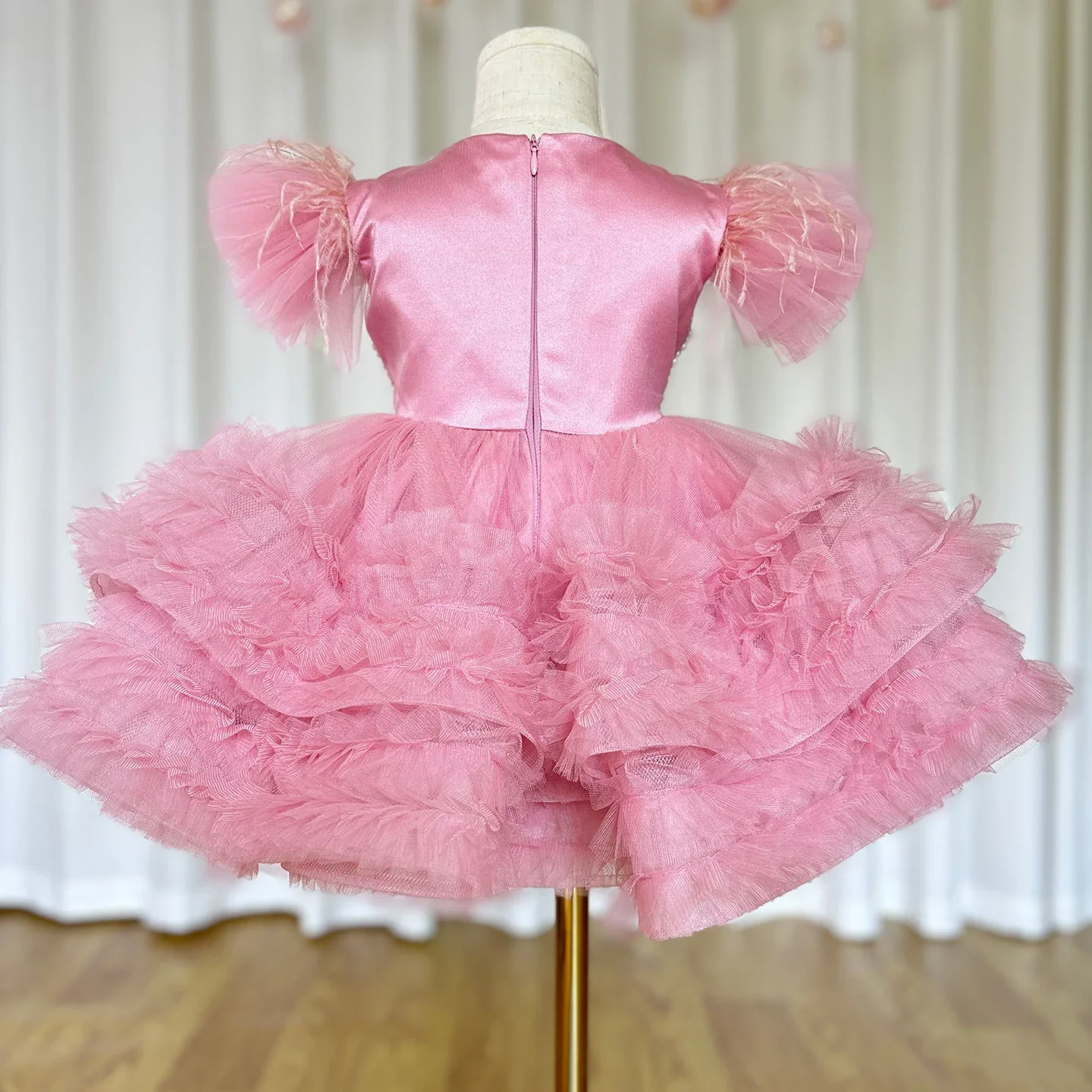 2026 Jawabao Rosa Perlen Elegantes Blumenmädchenkleid Prinzessin Baby Kinder Hochzeit Geburtstag Erstkommunion Ballkleid Maßgeschneidert