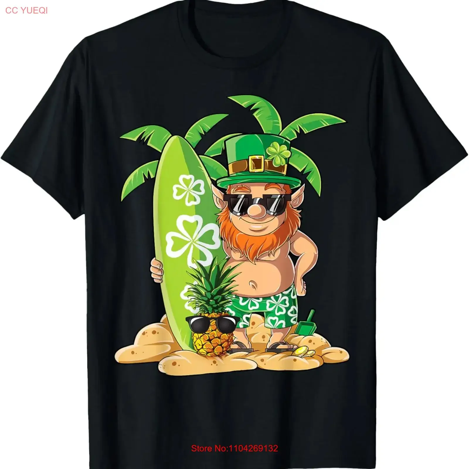 Leprechaun Hawaiian Surfing St Patricks Day Hawaii T Shirt vintage Washed Comfortable designer clothes streetwear Soft