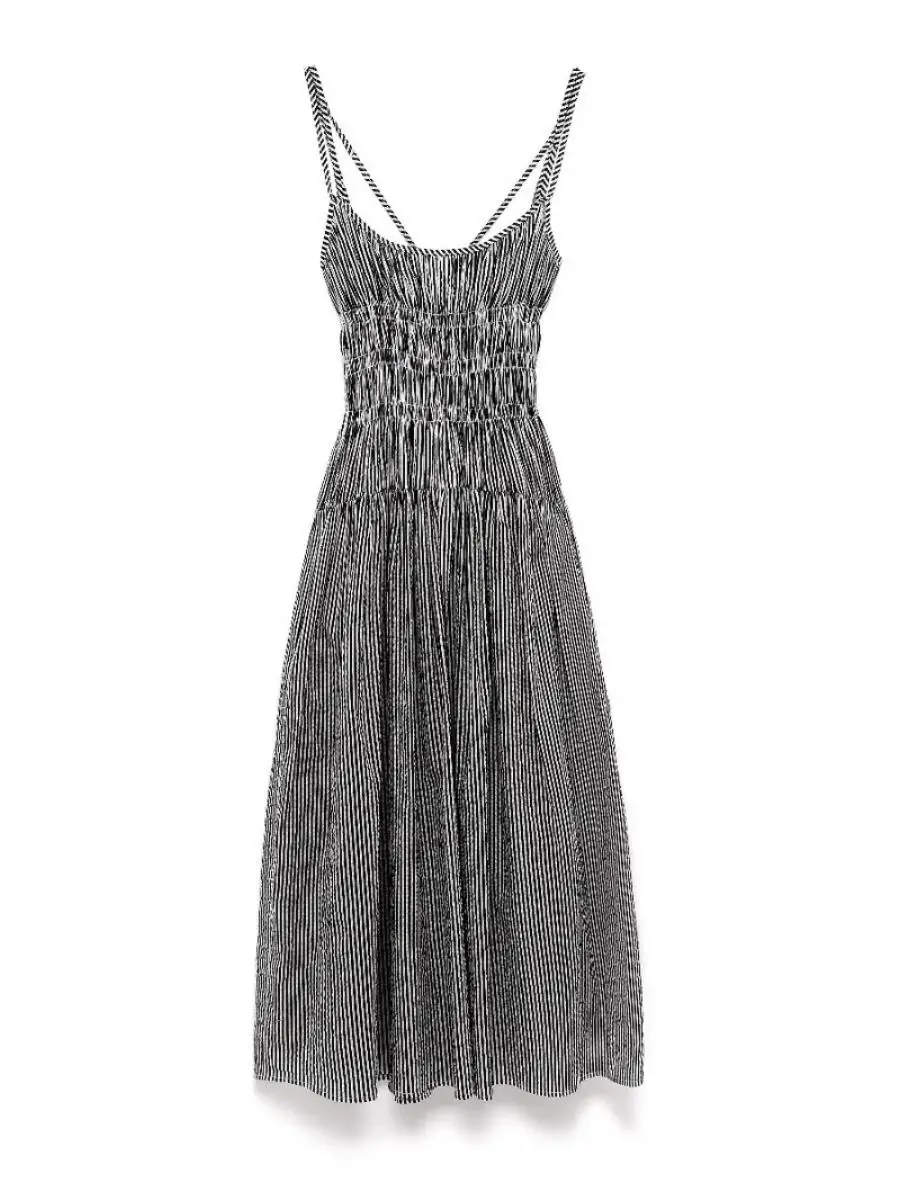   Sangle d'épaule réglable en coton à rayures Midi Dr, exposition Ba, rangées en t croisé, ceinture de décoration plissée, pièce unique, 2025