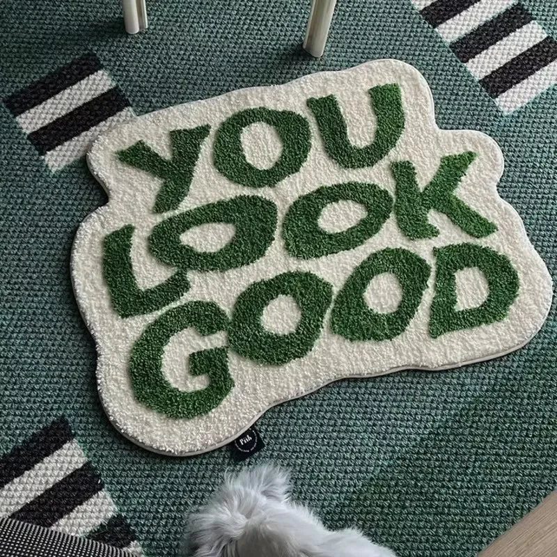 Irregular Letter Floor Mats, Soft And Anti-Slip Faux Cashmere Area Carpets, Bedroom Chair Floor Mats, Home Decoration