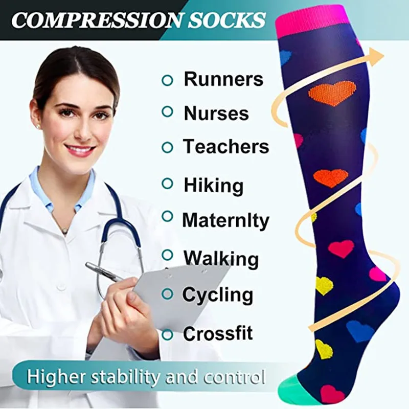 1 Pair New Compression Socks Men Knee High Best for Running Fitness Outdoor Sports Crossfit Flight Travel Golfs Tube Socks