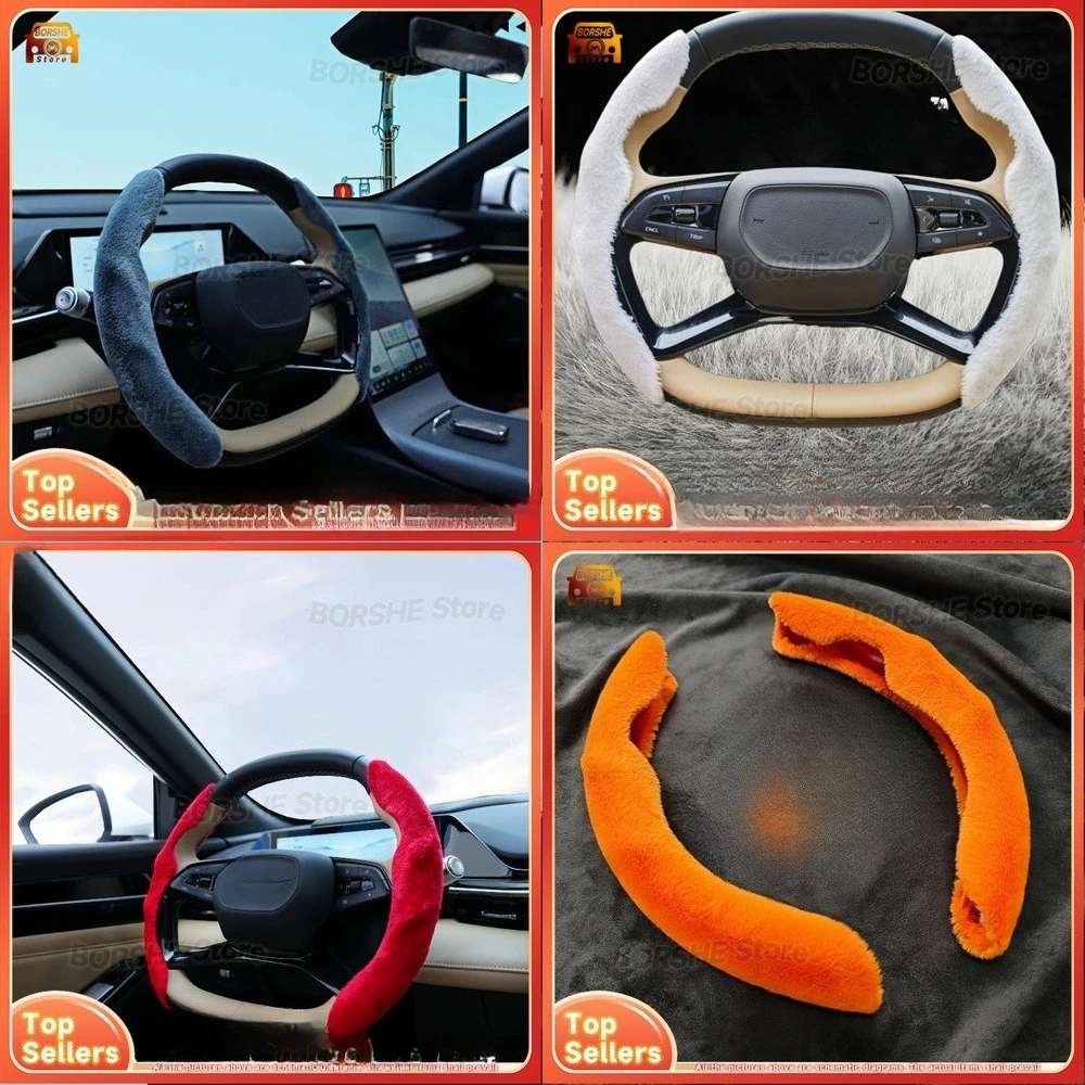 

2026 Suitable for Universal Car Models Plush Steering Wheel Cover Soft Rabbit Fur Warm Winter Auto Accessory for Women Drivers