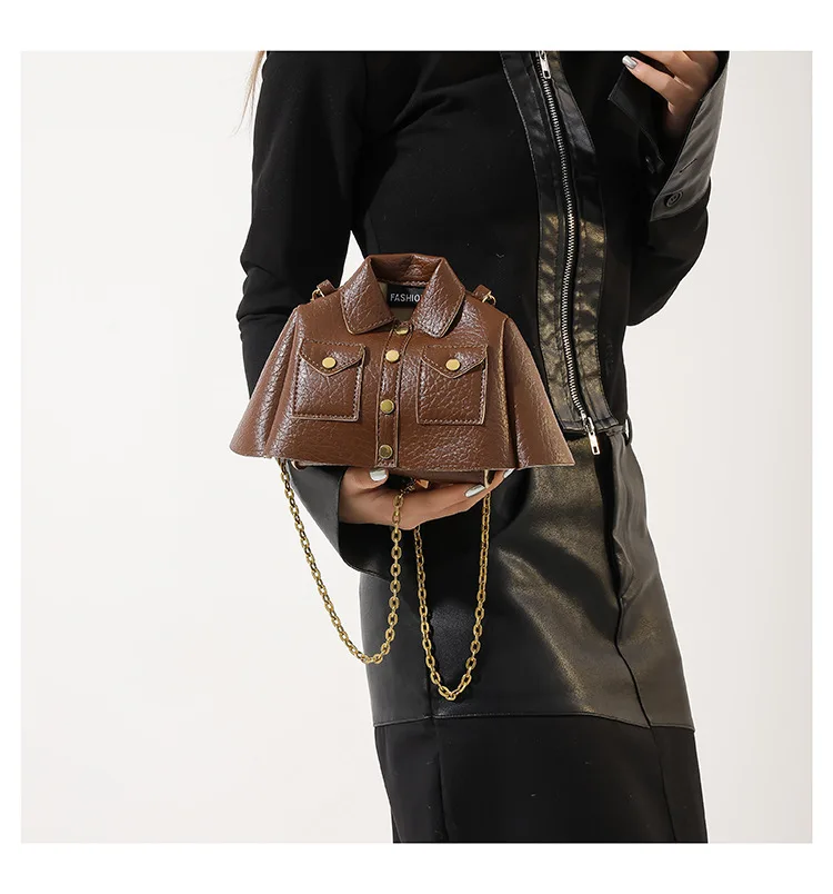 Women Bag Clothes Shape Rivet Shoulder Bag Fashion Crossbody Small Square Bag Pu Leather Handbag