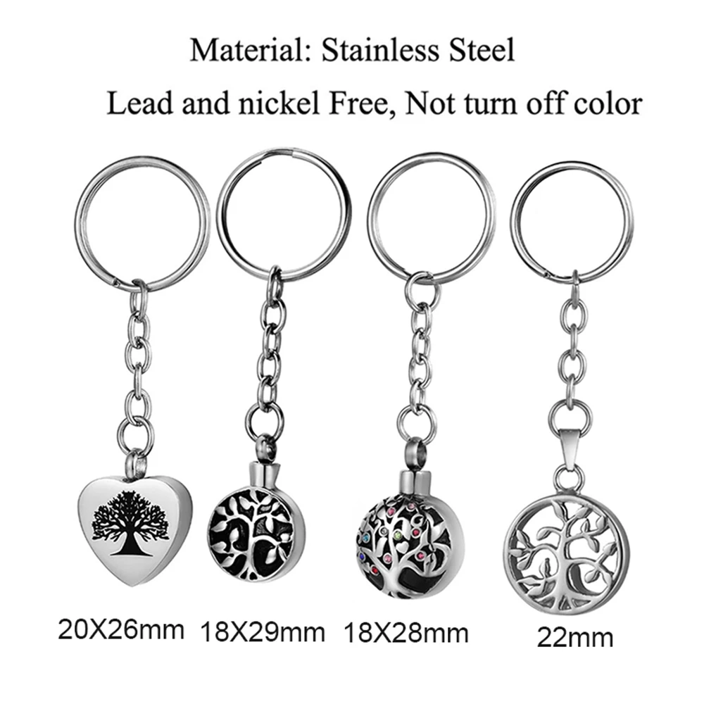 شجرة الحياة الفولاذ المقاوم للصدأ تذكارية تذكار سلسلة المفاتيح ل رماد الحرق خاتم رئيسية يمكن تخصيصها #6