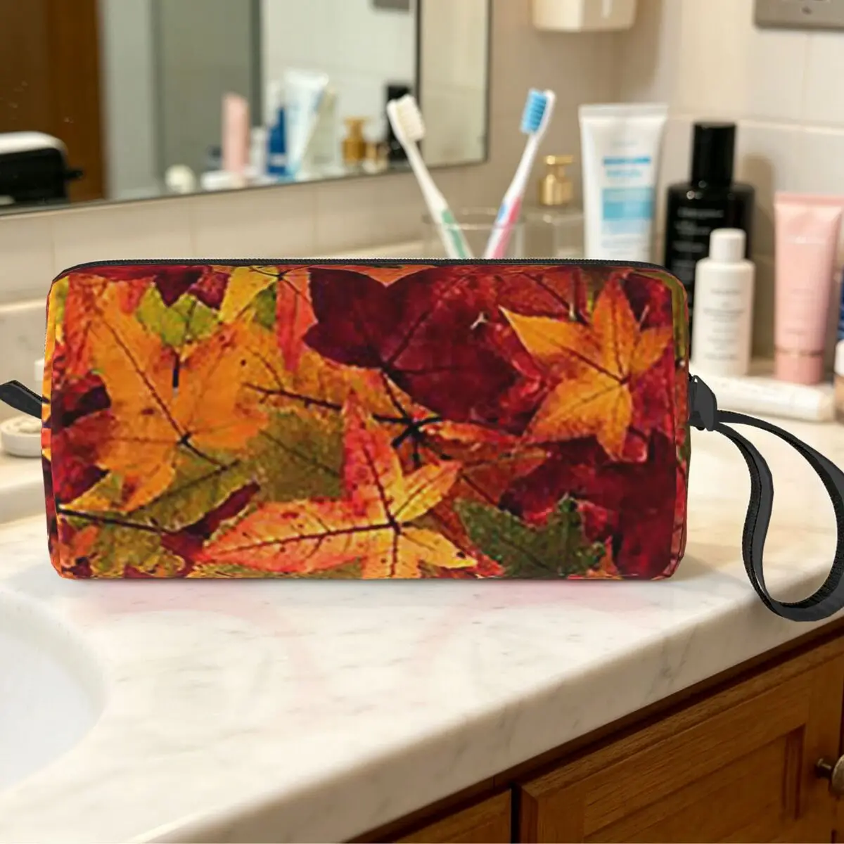 Autumn Leaves Makeup Bag Cosmetic Organizer Toiletry Cosmetic Bag for Women Beauty Travel Pencil Case