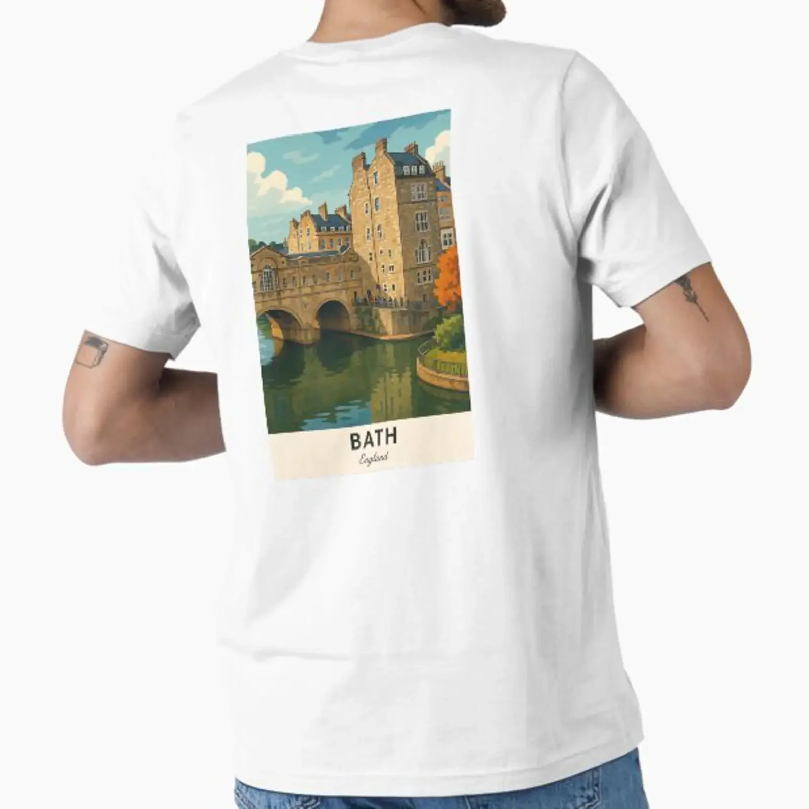 Bath England Print Historic City Travel Poster Wall Art designed and sold by LG vintage Washed Comfortable Slightly Unisex