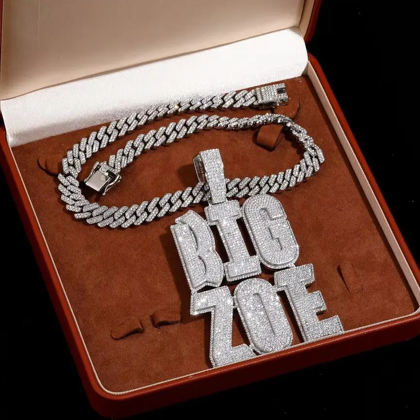 

Iced Out Pendant Custom Name Letters Personal Necklace Full Paved 5A+ CZ Cubic Zirconia Hiphop Street Style Jewelry Rapper Rock