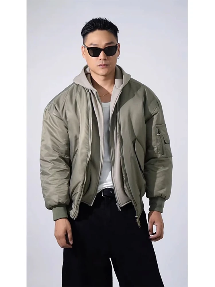 

Мужской зимний бомбер Jaet, бейсбольное пальто, широкая спецодежда, хлопковый костюм пилота, нож Све, украшенный на молнии, американский повседневный костюм