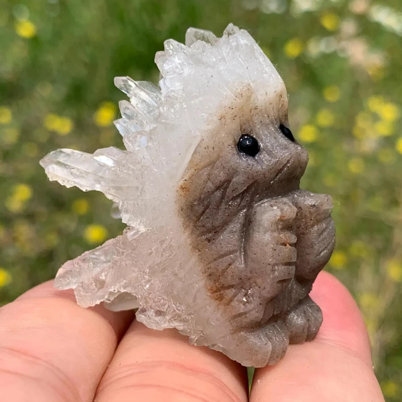 1pc Cute Clear Cluster Hedgehog Quartz Crystal, Home or Office Decor, Unique Gift for Valentine's Day , Birthdays, Easter