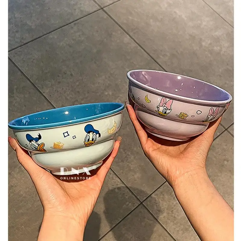 Kawaii Cutlery Set Mickey Anime Cute Rice Bowl Cartoon Children's Bowl Large Capacity Rice Soup Bowl Gift Ceramic Bowl Wholesale