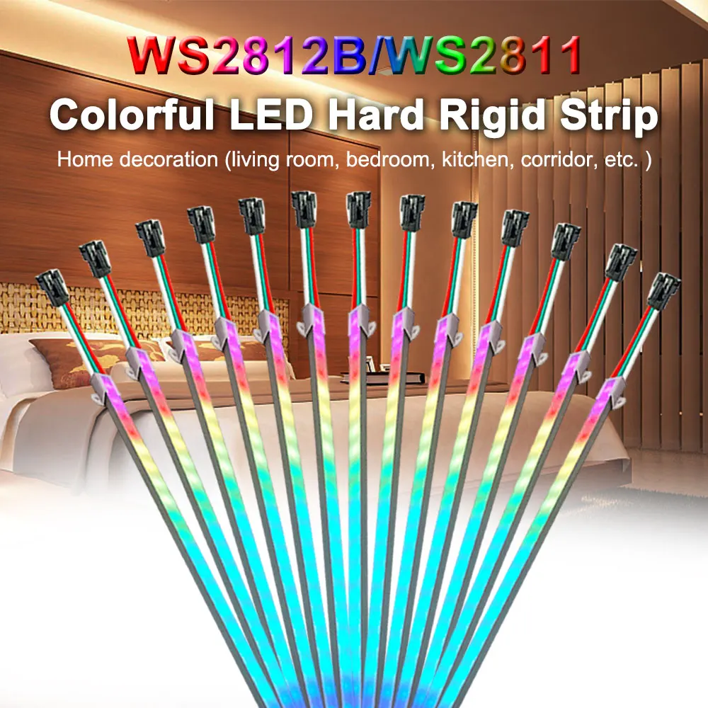 DC5V WS2812B DC12V WS2811 Led Strip Rigid Bar 3Pin Individually Addressable Smart Light 5050 RGB 20 30 Dream Pixels 14MM Width