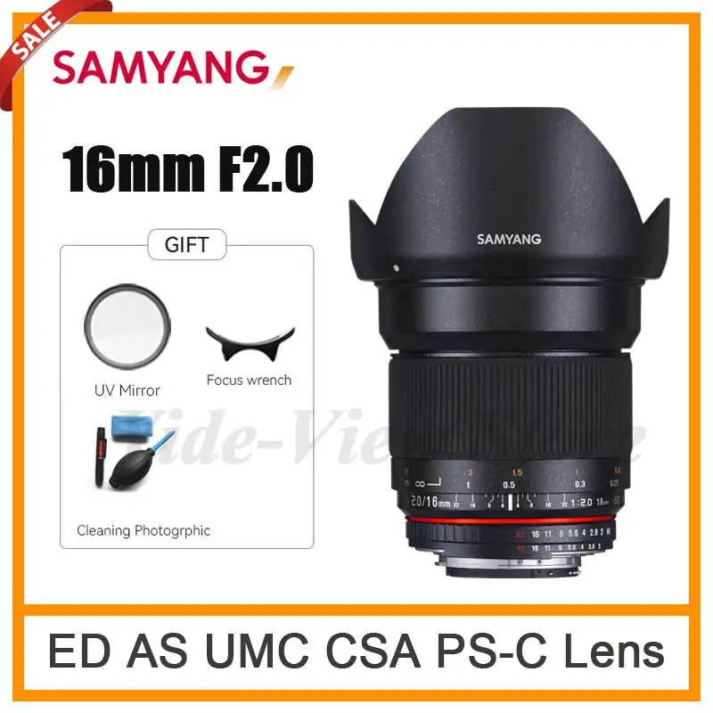 

Samyang 16mm F2.0 ED AS UMC CS Wide-angle Manual Focus Lens For Canon EF Nikon F DSLR For Fuji Pentax Sony A/E Panasonic M43