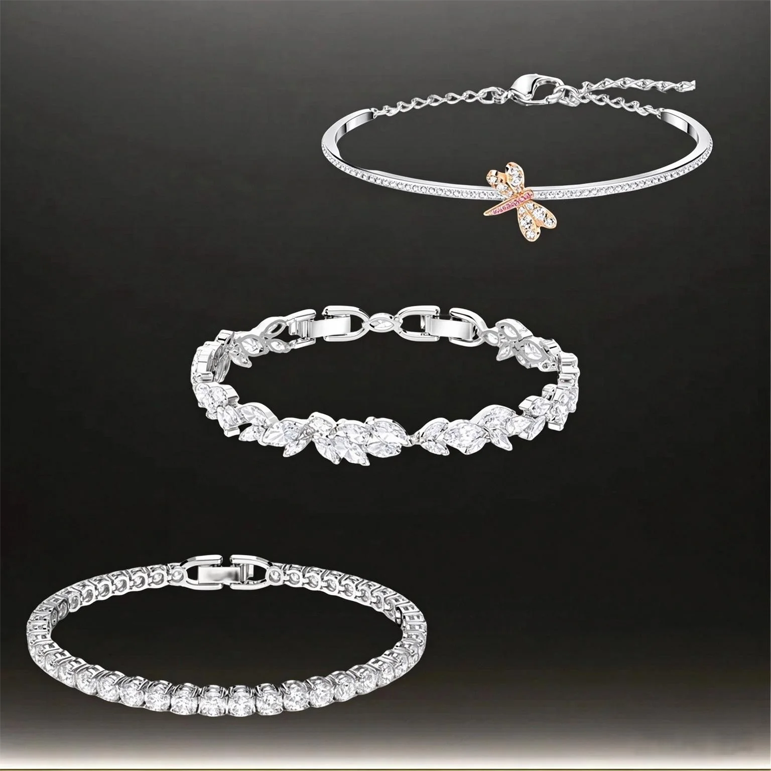 ZAKOL Trendy Cubic Zirconia Bridal Bracelets for Women White Gold Color Leaf Charm Bangles Clear Crystal Wedding Jewelry BP2178