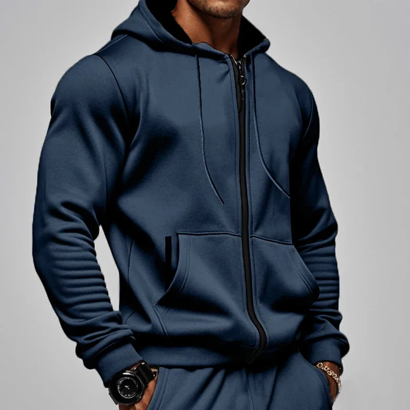 

Men's Comfortable Thick Hooded Sweatshirt, Zipper Sports Shirt, Long Sleeved Sweatshirt, Autumn and Winter Season
