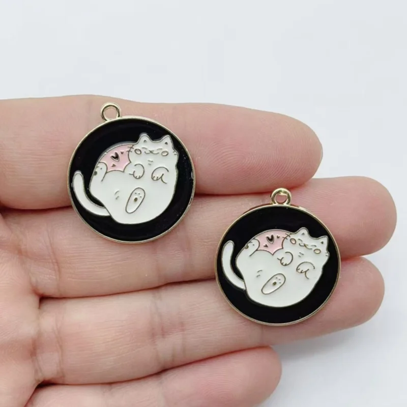 10Pcs Cartoon Cat Paw Heart Shape Enamel Alloy Charms Mixed Pattern Pendant For DIY Earrings Bracelets Key Chains Handmade Craft view 3