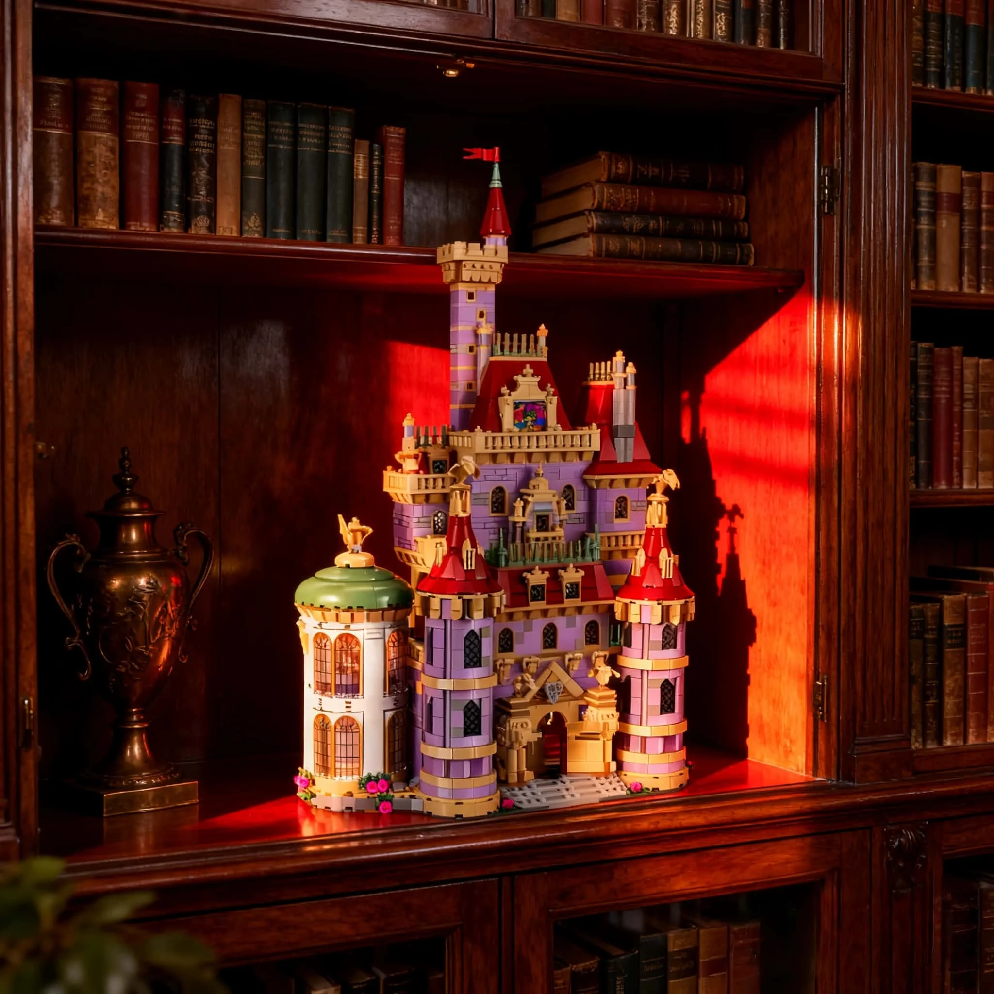 

2026 new 2916 particles home decoration romantic princess castle pink purple architectural street view game moc model holiday gi