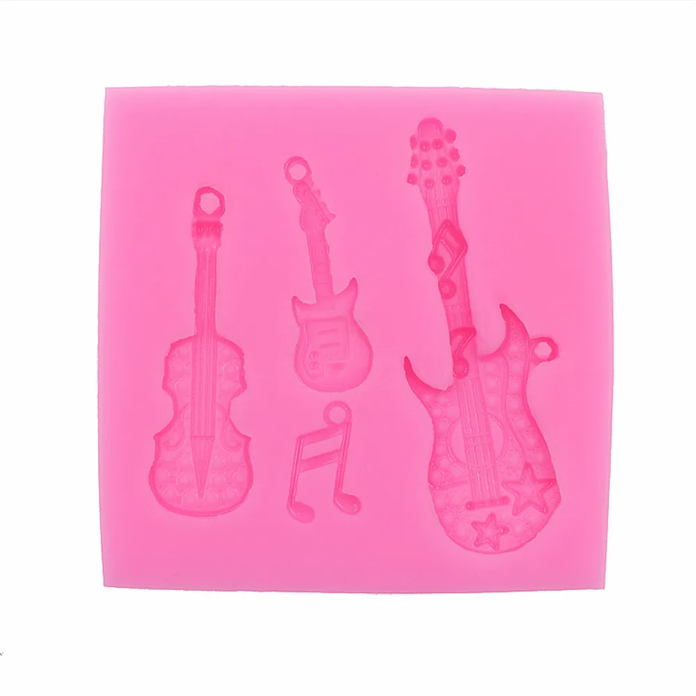 Notes Guitar Elastic Mold Resin Clay Candy Chocolate Baking Bakery Bakery Chocolate Biscuits DIY Handmade Kitchen Baking Gadgets