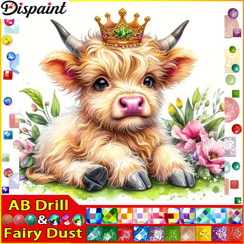 

Dispaint Fairy Dust AB 5D Diy Алмазная картина Вышивка крестиком "Корова животное" Домашний декор Полный инкрустация стразами Алмазная вышивка