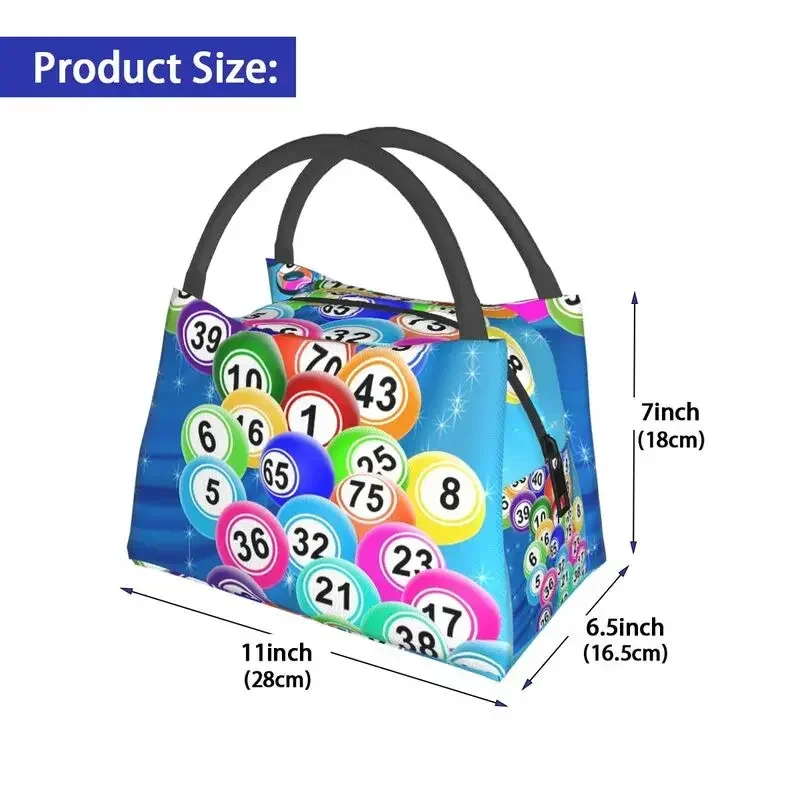 Bingo Balls borsa termica per il pranzo per le donne gioco di carta portatile borsa termica per il pranzo Tote Office Picnic Travel lunchbag