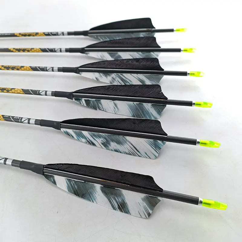 12pcs  Archery Carbon Arrow Shafts Spine350 400 500 600 700 800 900 ID 4.2mm Turkey Feather Recurve Bow Longbow Hunting Shooting