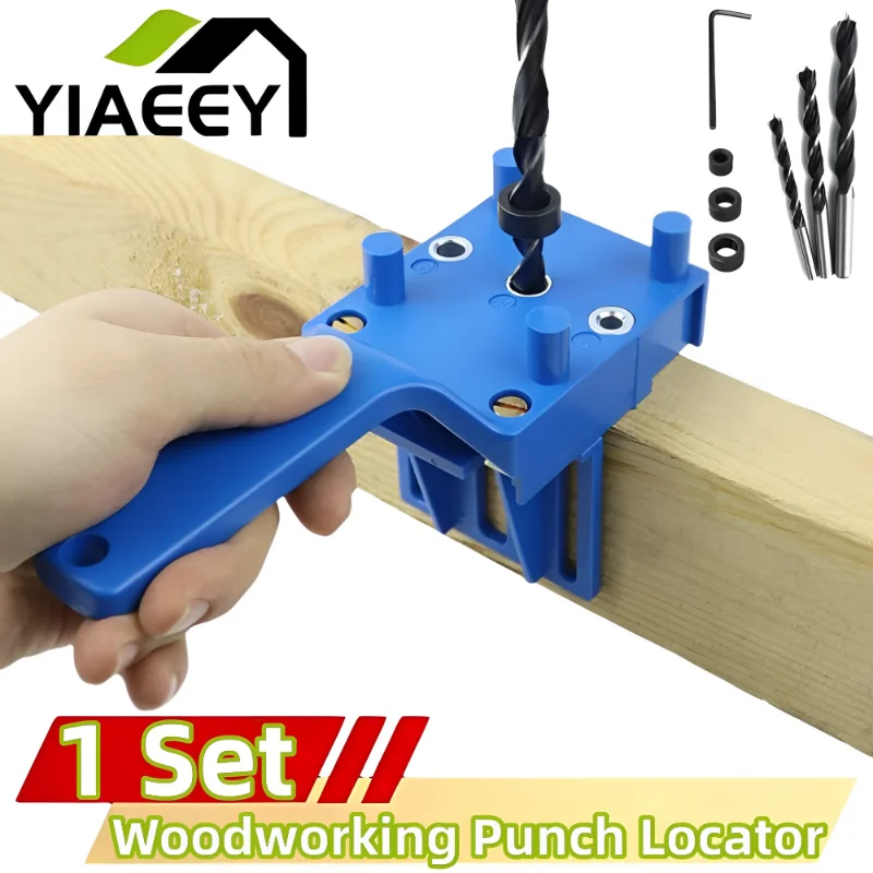 

Woodworking Punch Locator Carpenter Job Tools Hand Tools Handheld 6/8/10mm Drill Bit Hole Puncher for Cross Dowel Drill Jig