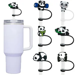 1/6PCS Panda Straw Cover Cap Silicone Accessories,Dustproof Straw Topper for 30&40Oz Cups,8mm Straw Cap for Drinks Decoration