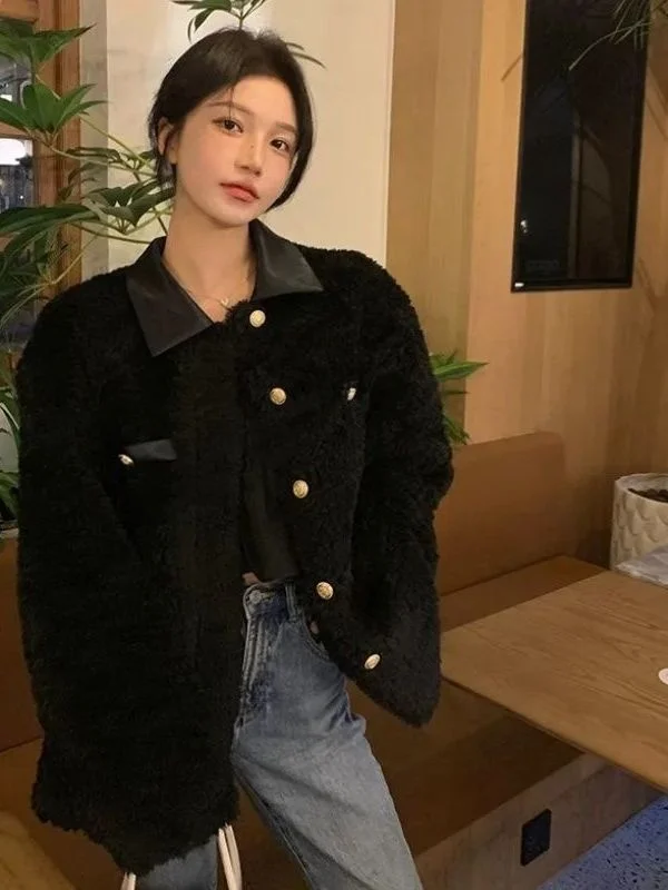 

Осенне-зимнее женское утепленное пальто из овечьей шерсти: роскошное, свободное, модное, теплое, с длинными рукавами