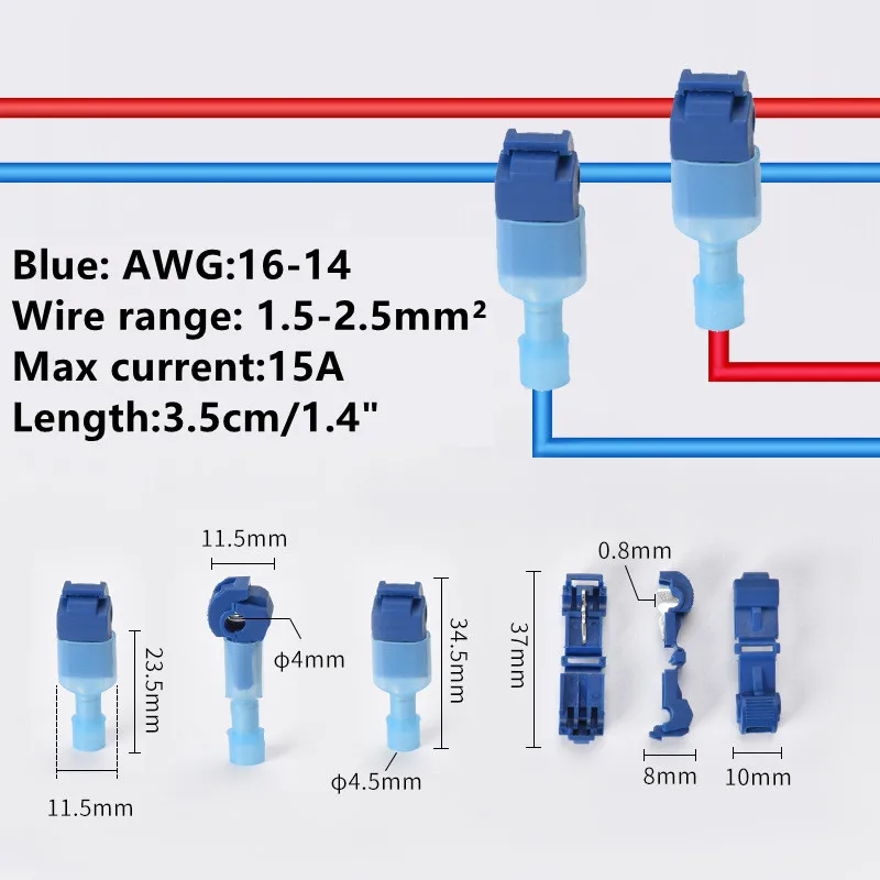 Quick Splice Electrical Connectors T Tap Wire Cable Snap Terminals Crimp Scotch Lock Car Audio Waterproof Kit Tool Set
