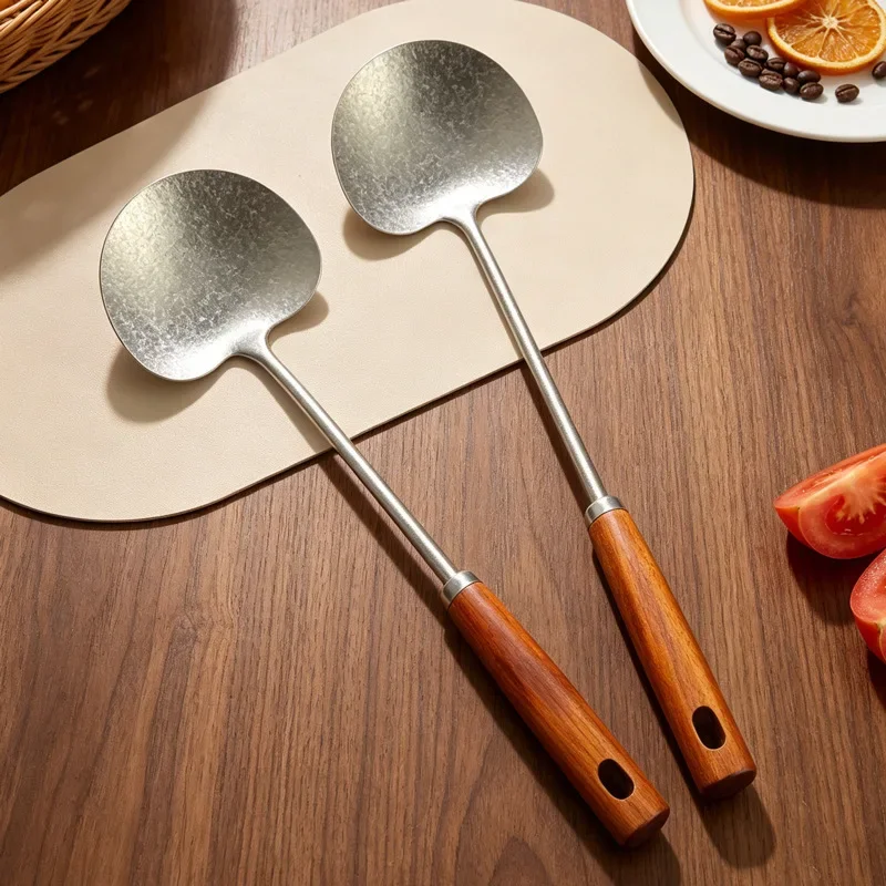 DSA shovel extended pear wooden handle mushroom shovel frying shovel cooking pan  kitchen spoon soup spoon