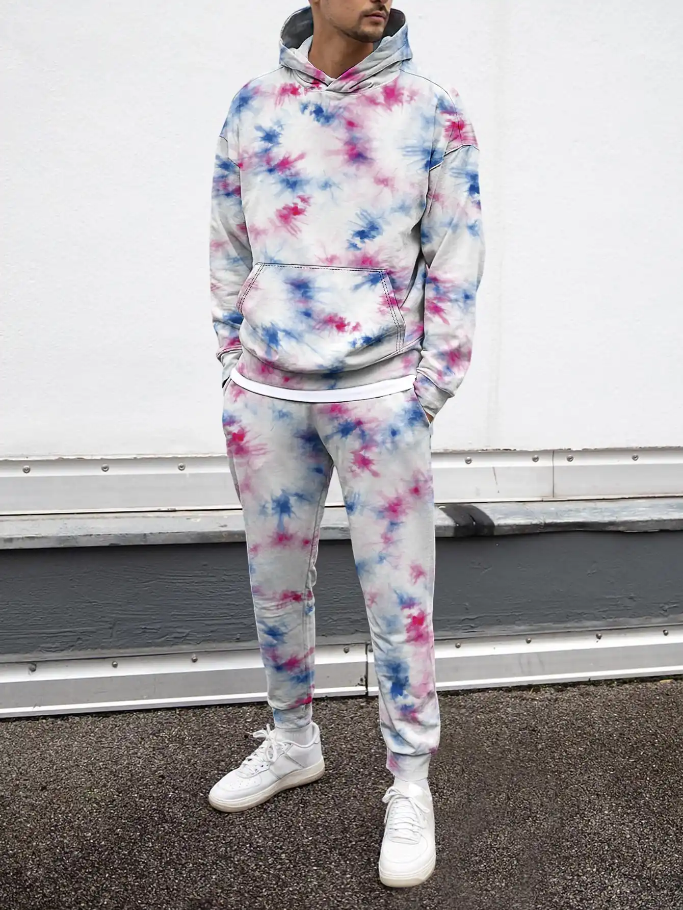

Men Creative Art Design 3D Print Tie Dye Harajuku Style Tracksuit Hoodie Trouser 2Pc Sets Breathable Lightweight Sporty Two Piec