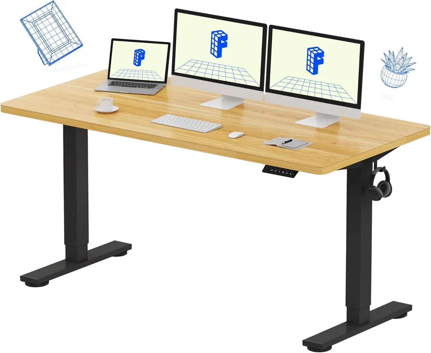 

EN1 One-Piece Standing Desk, Electric Adjustable with 4 Memory Presets, 176 LBS Capacity, Stable & Quiet, Seamless Desktop for