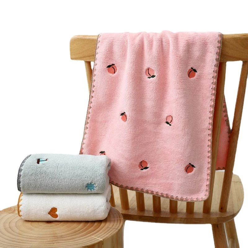 2pcs/set Coral Fleece Embroidered Heart Peach Boat Kids Blanket,Baby Washcloth Absorbent Bath Towel Baby Receiving Blanket