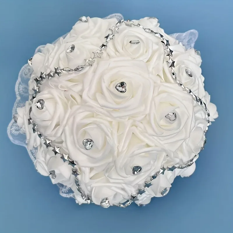 Bouquet de mariée élégant - Bouquet de mariage portable en fausse rose pour les mariées et les demoiselles d'honneur