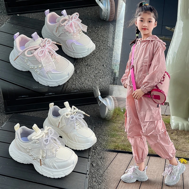 

2025 New High-end Versatile Pearl Thick-soled Sneakers for Women Spring Height-increasing Lightweight Casual Sneakers