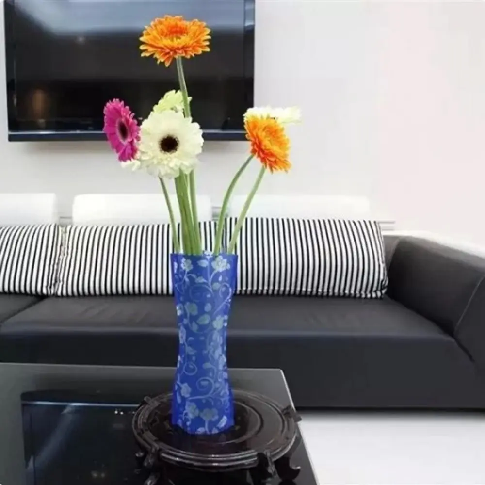 Color Random Foldable PVC Folding Vase Easy to Store Cute Cartoon Flower Vase Reusable Simple Flower Vase Desktop