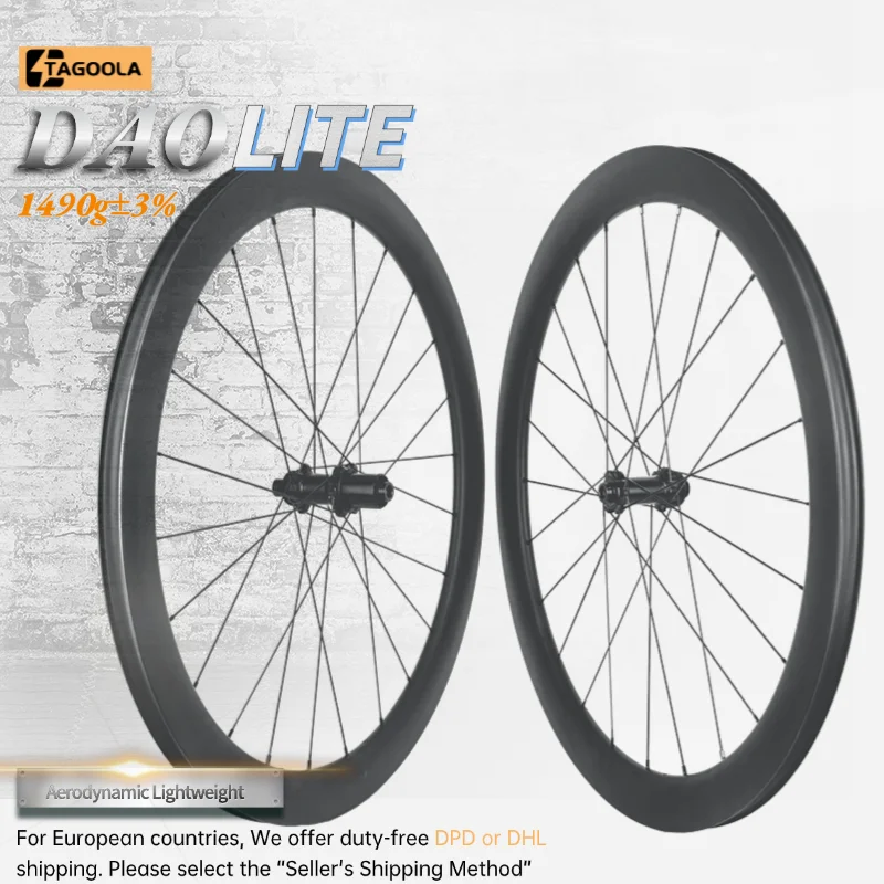 TAGOOLA DAO LITE Carbon Wheels 700c Disc Brake Road Bike 4 Pawl Freehub 50mm Rim Depth Lightweight Tubeless Ready Wheelset