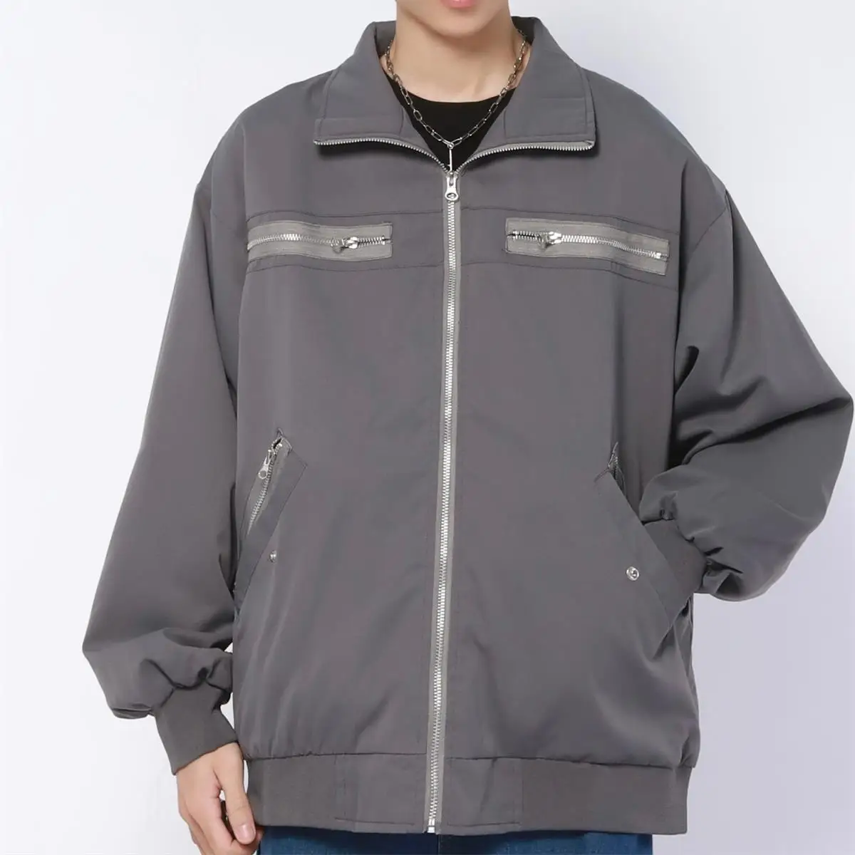 

Свободная посадка в стиле хип-хоп для мужчин больших размеров, осенне-зимняя уличная одежда, повседневное корейское пальто с воротником-стойкой, длинное пальто све