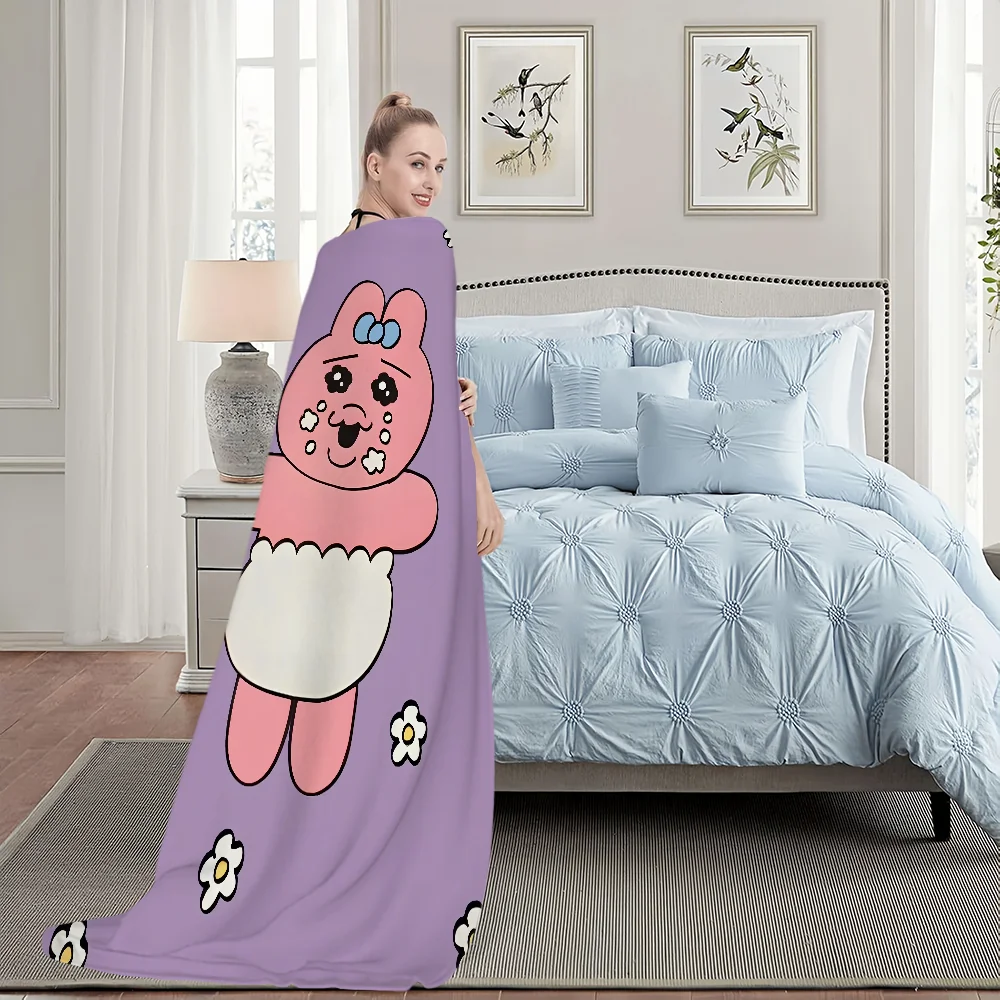 Cartoon O-Opanchu Cute Usagi Bunny Blanket Plush Nap Sofa rug for Living Room Warm Office Bedroom Birthday Home Travel Kid Gifts