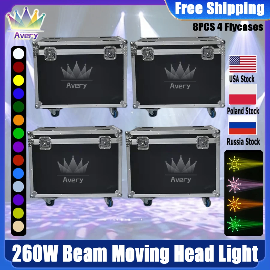 0 Tax 4Pcs Flightcase For Lyre Beam 10R Sharpy 260W Moving Head DMX Stage Lighting Mobile Lamp For DJ Bar Party Wedding Effects