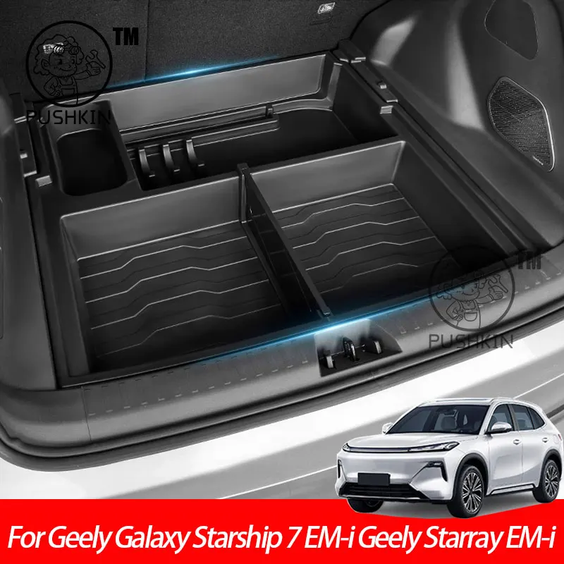 

For Geely Galaxy Starship 7 EM-i Geely Starray EM-i 2025 Car Trunk Storage Box Rear Tailbox Cargo Organizer Interior Accessories