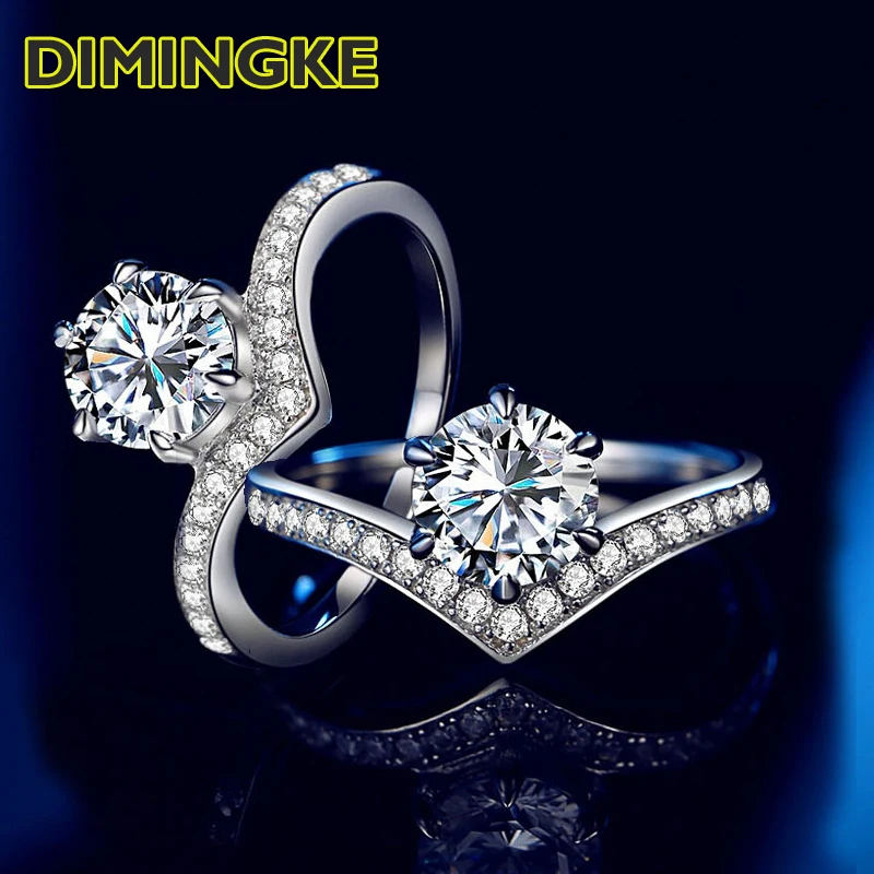 

DIMINGKE Crown S925 Silver Girl Ring 1 Carat D Moissanite GRA Certificate Fine Jewelry Wedding Party Birthday Gift Free Shipping