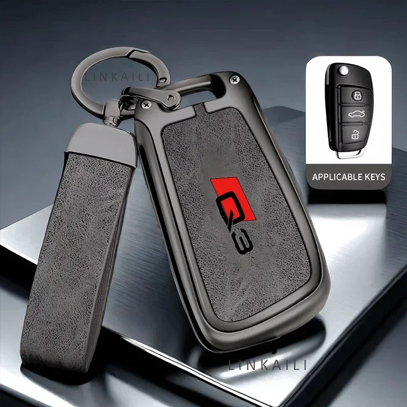 

Zinc Alloy Car Keychain Protective Cover for Audi Q3 Q2 8U F3 RSQ3 Sportback TT 2019 2021 Sline Keychain Accessories